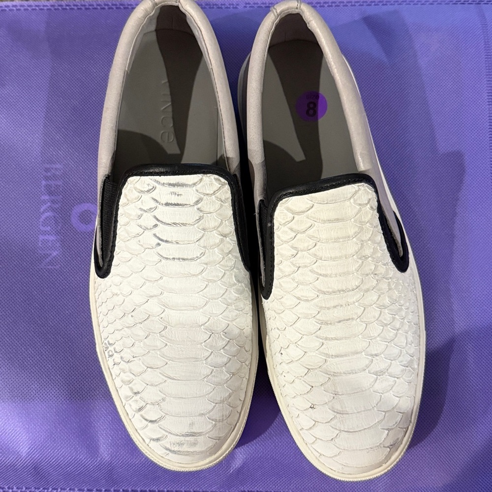 Vince Banler snakeskin slip-on sneakers size 8